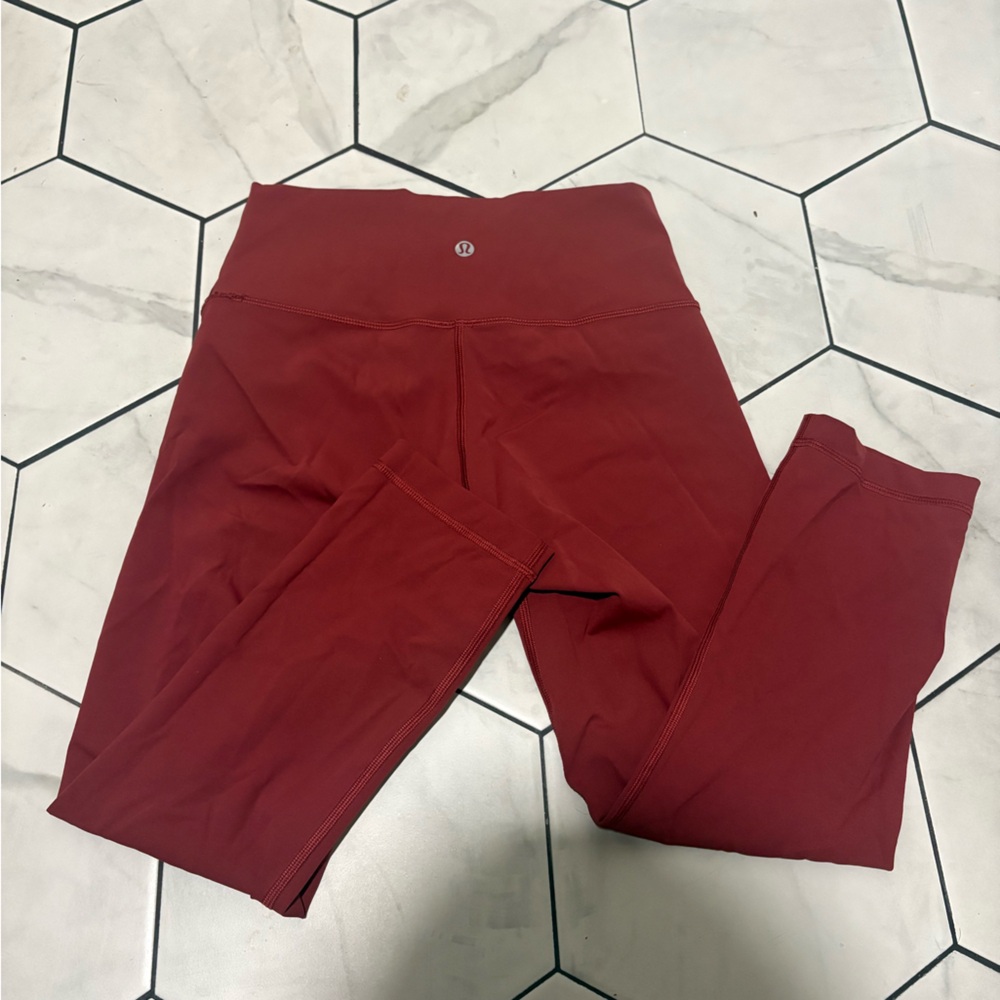 Lululemon Dark Red High-Waisted 7/8 Leggings